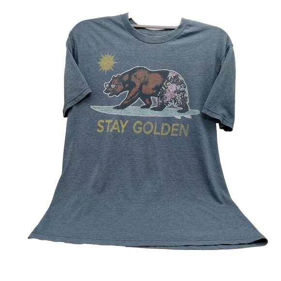 California Stay Golden Bear Tee Shirt Blue Bear Swim Shorts Graphic Size Medium - Picture 1 of 6